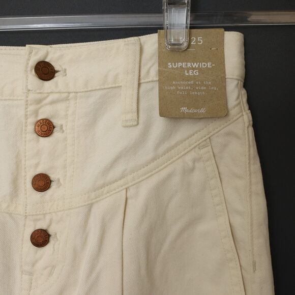 MADEWELL The Superwide-Leg Jeans 25 Vintage Canvas Button Fly Edition NWT B54 - Picture 5 of 6